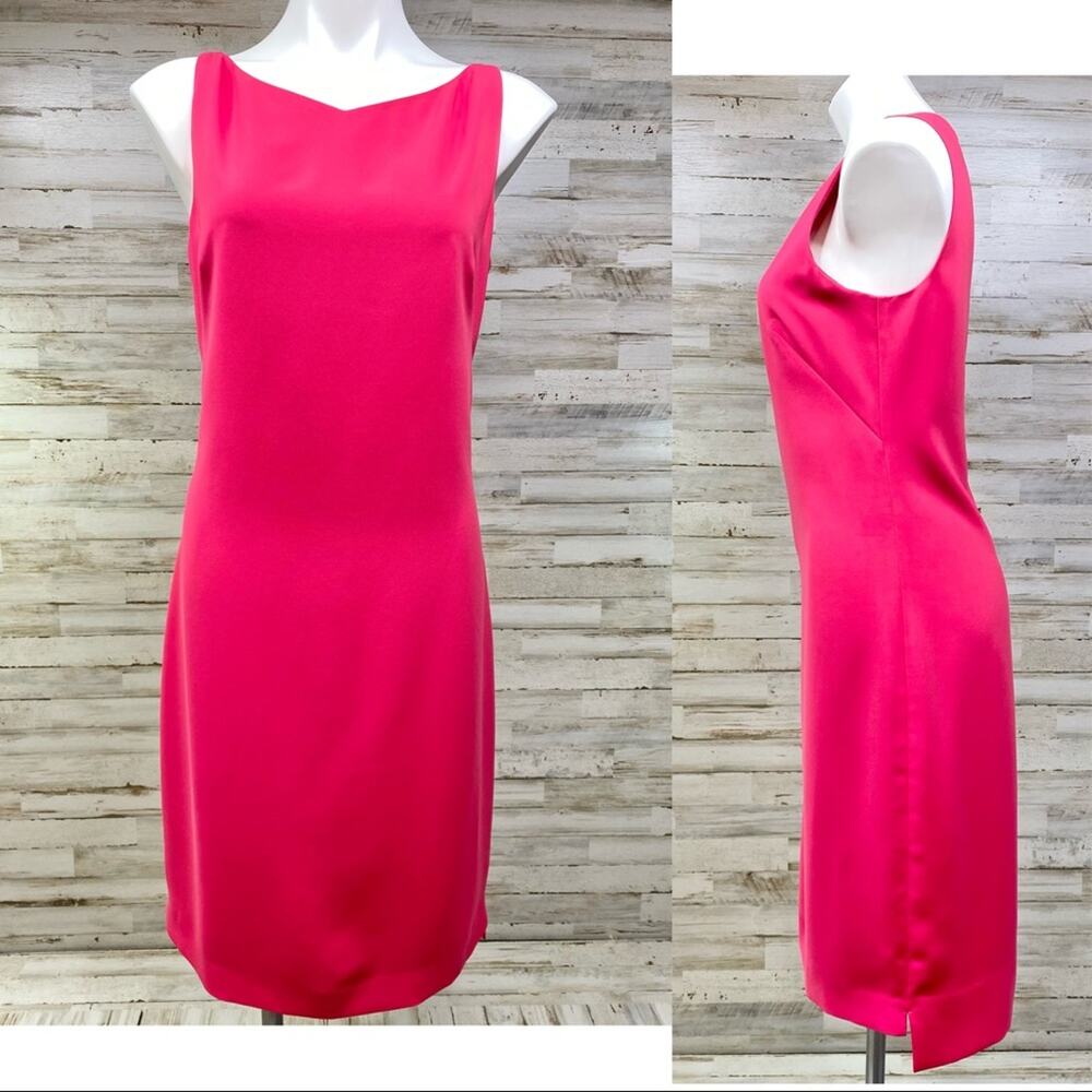Tahari Yarden Sleeveless Dress Womens Size 12 Fuchsia in Strawberry Shake Sheath